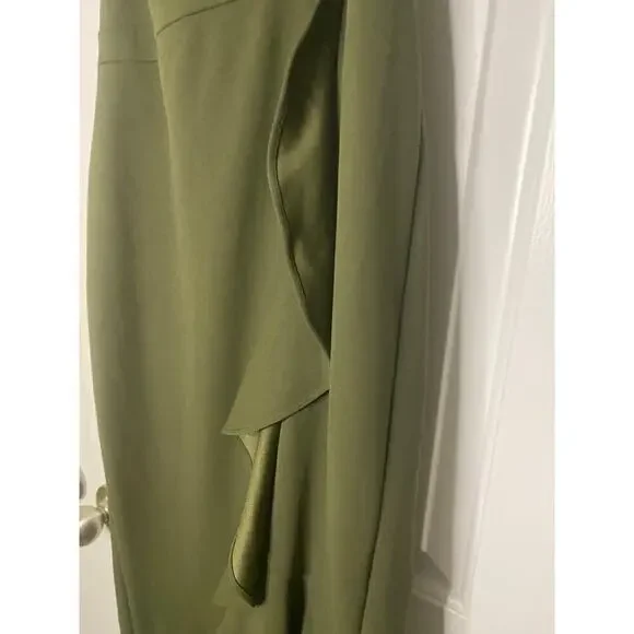 XScape One Shoulder Asymmetrical Hem Green Gown - Picture 6 of 7